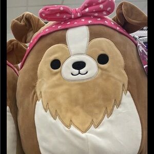 11” Andres the Sheltie Dog Squishmallow Plush Stuffed Toy With Pink Bandana NWT